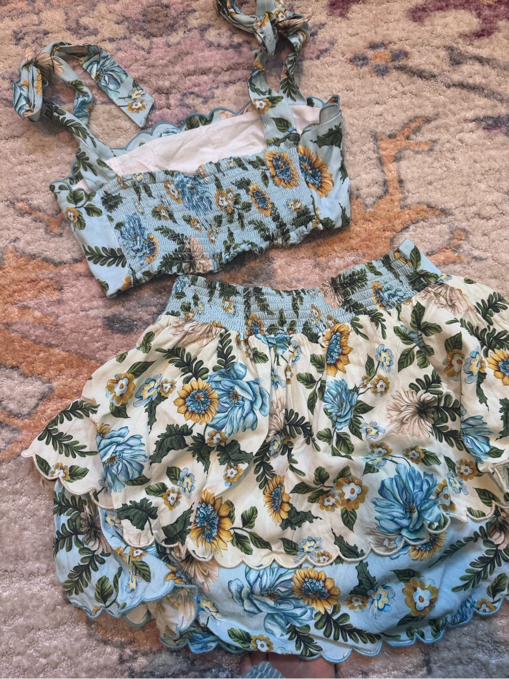 Agua Bendita Light Blue Floral Two-Piece Set - Picture 2 of 4
